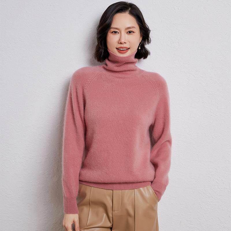 高领羊绒衫女加厚亲肤羊毛衫wl7-2插肩袖宽松打底衫秋冬毛衣