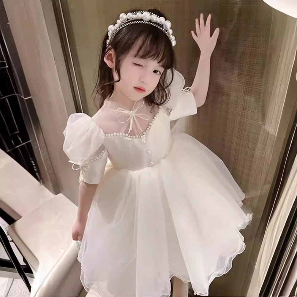 女童公主裙夏装2026新款儿童白色礼服蓬蓬裙子女孩宝宝夏季连衣裙