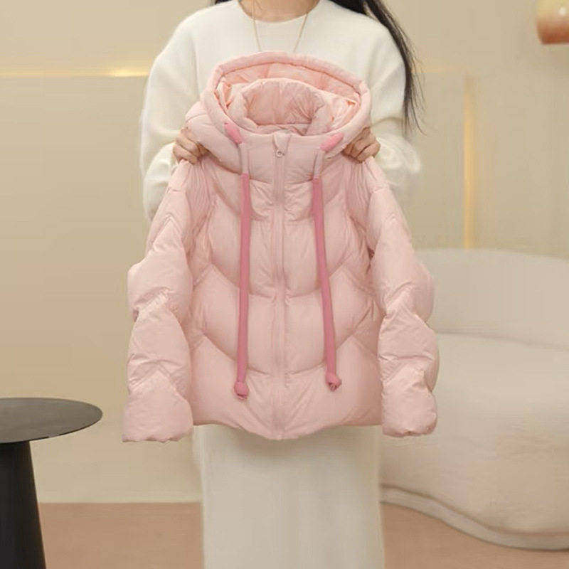 女童羽绒棉服2026冬季甜美连帽新款加厚保暖棉衣短款防寒泡芙外套