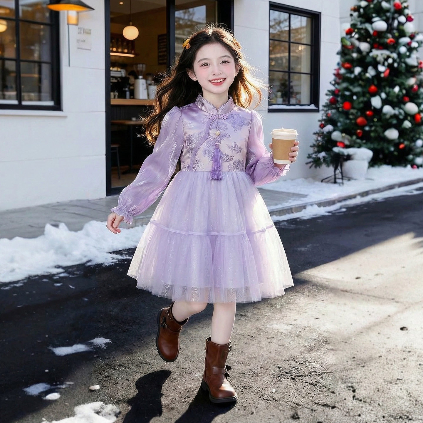 女童连衣裙2026新款春装儿童网红洋气爆款长袖公主裙女孩春季裙子