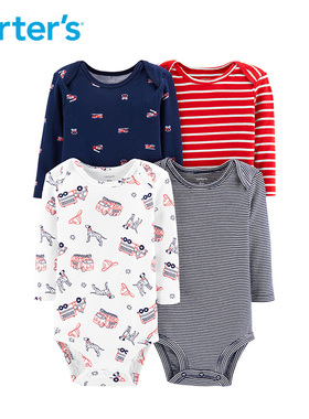 Carters哈衣爬服秋冬婴儿连体衣三角新生儿纯棉连身4件套126H749
