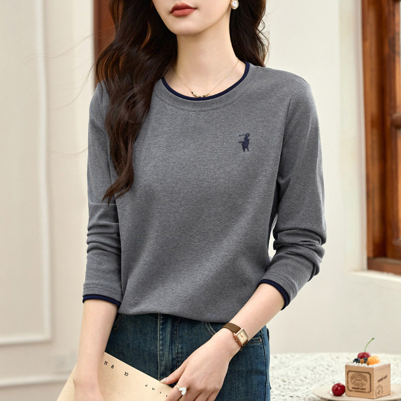 长袖t恤女春秋季打底衫2026年新款洋气女装爆款内搭显瘦正肩上衣