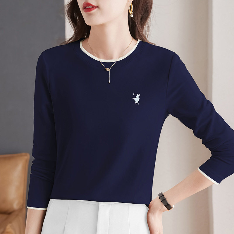 圆领长袖t恤女士打底衫春秋内搭可外穿2026新款女装爆款洋气上衣