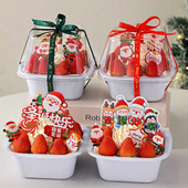 圣诞节4寸草莓奶油蛋糕盒防雾3 4寸切块千层慕斯蛋糕透明打包盒子
