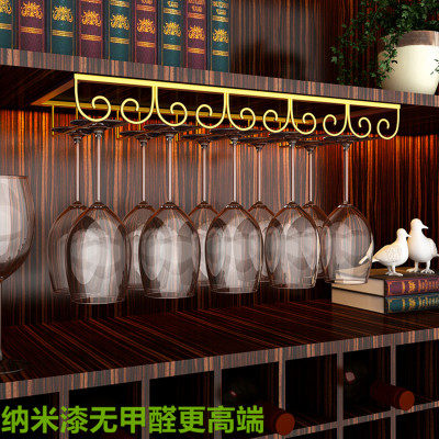 北欧简约红酒杯高脚杯吊挂倒挂家用玫瑰金色置物收纳葡萄酒杯架子