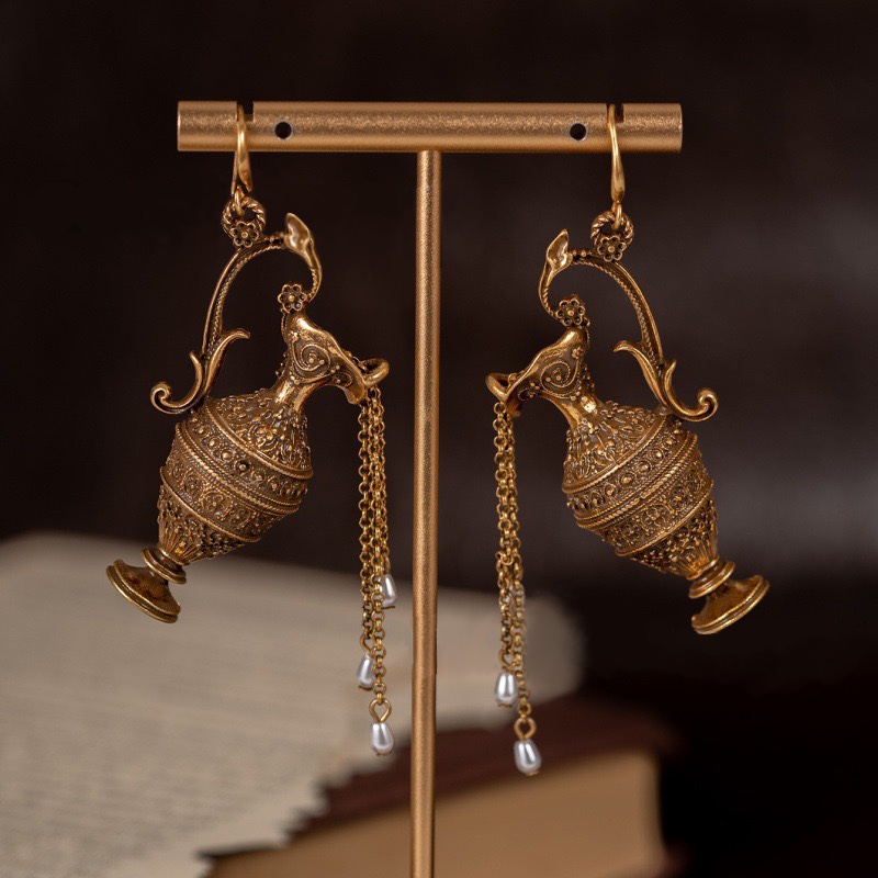 中古风vintage复古宫廷风耳饰耳环镀真金耳环耳钉复古金