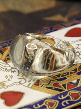 包邮 中古饰品 白水晶质感透明琉璃玻璃戒指环