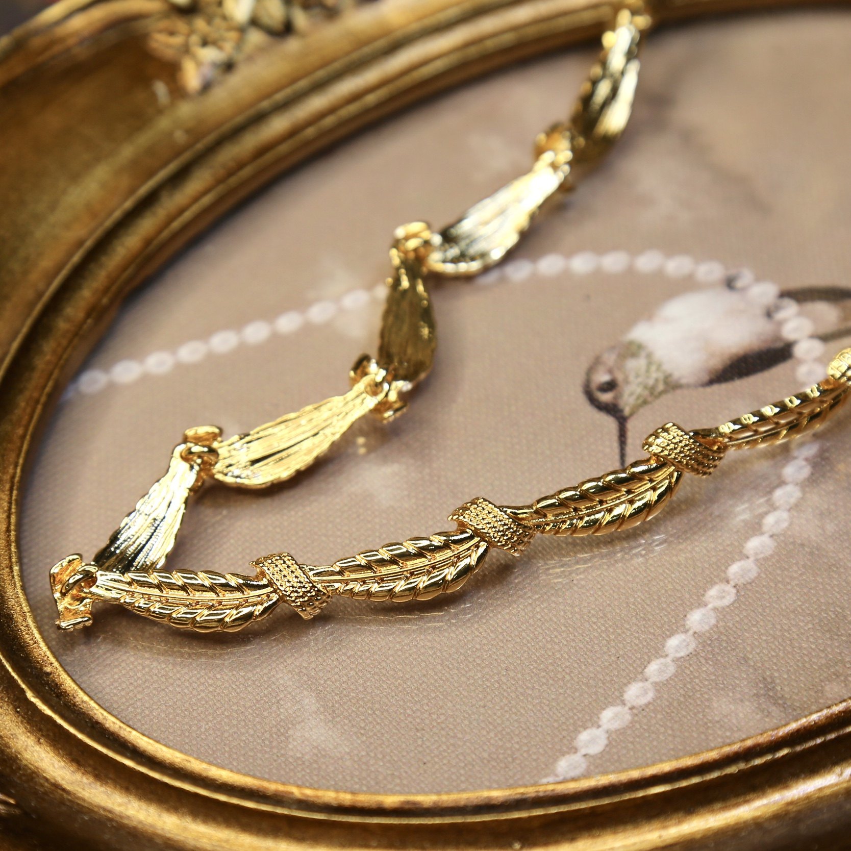 莫奈麦穗复古小众欧美风奢华时尚设计师中古vintage项链