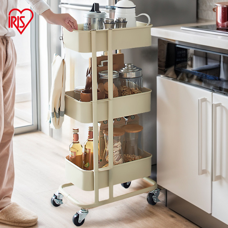爱丽思金属置物架卧室移动手推车夹缝家用零食收纳厨房置地架婴儿