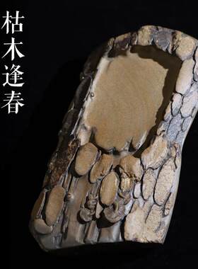 孤品一图一物非遗歙砚四大名砚仿古枯木逢春砚黄鱼子老坑原石砚台
