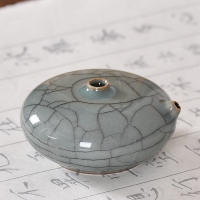 Huichang Ruiru Kiln celadon water drop, ceramic inkstone drop, calligraphy water basin, ink drop pot, Four Treasures of the study, Chinese painting inkstone drop thumbnail 2