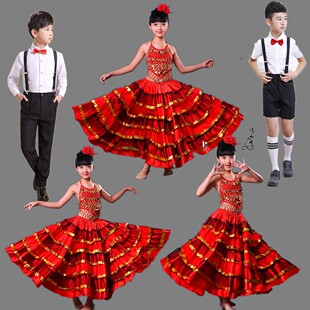 儿童西班牙斗牛士演出服男女童现代舞蹈大摆裙幼儿斗牛服表演服装