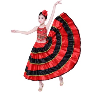 六一元旦女童儿童新款斗牛开场舞大摆裙舞蹈舞台表演演出伴舞服装