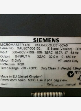 西门子变频器6SE6430-2UD31-5CA0 西门子MM 备件/咨询