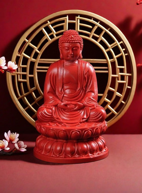 朱砂释迦牟尼如来佛祖摆件阿弥陀佛神像佛像保佑家居摆设