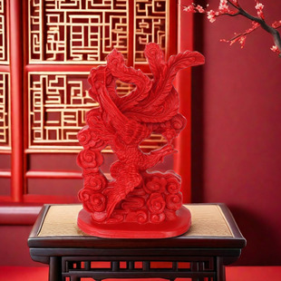 火凤凰朱雀摆件红色朱砂家居风水摆设房屋补缺工艺品南方缺角