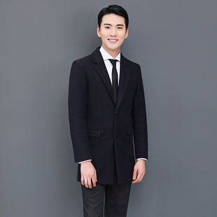 毛呢大衣职业装外套男中长款工作服商务酒店前台工装妮子春季新款