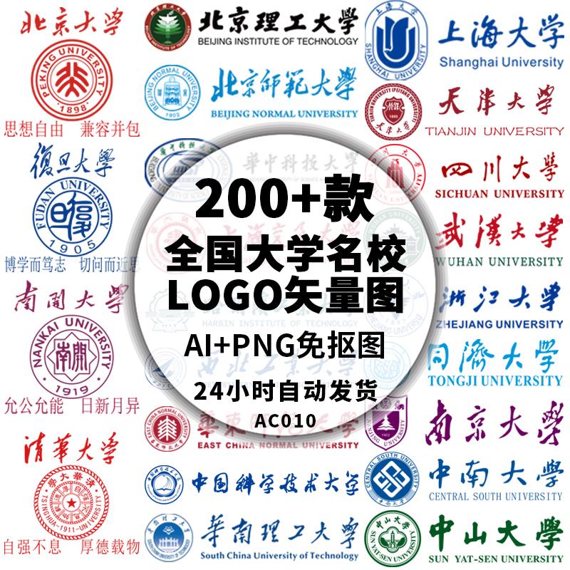 全国985高校211名牌大学标志logo校徽学校AI矢量图PNG免抠图素材