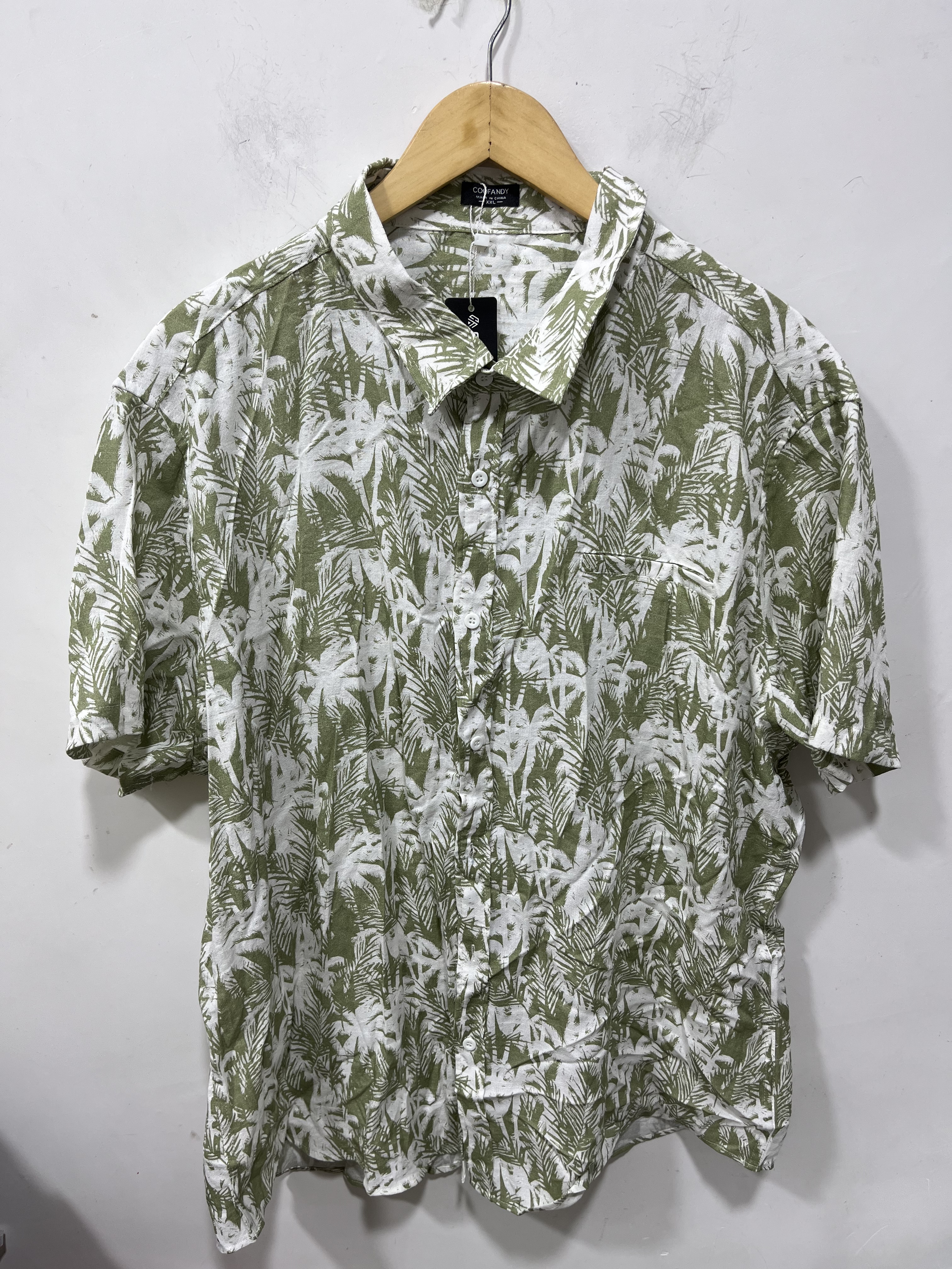 亏本清货加肥加大码男装时尚潮牌休闲短袖衬衫棉麻花衬衣