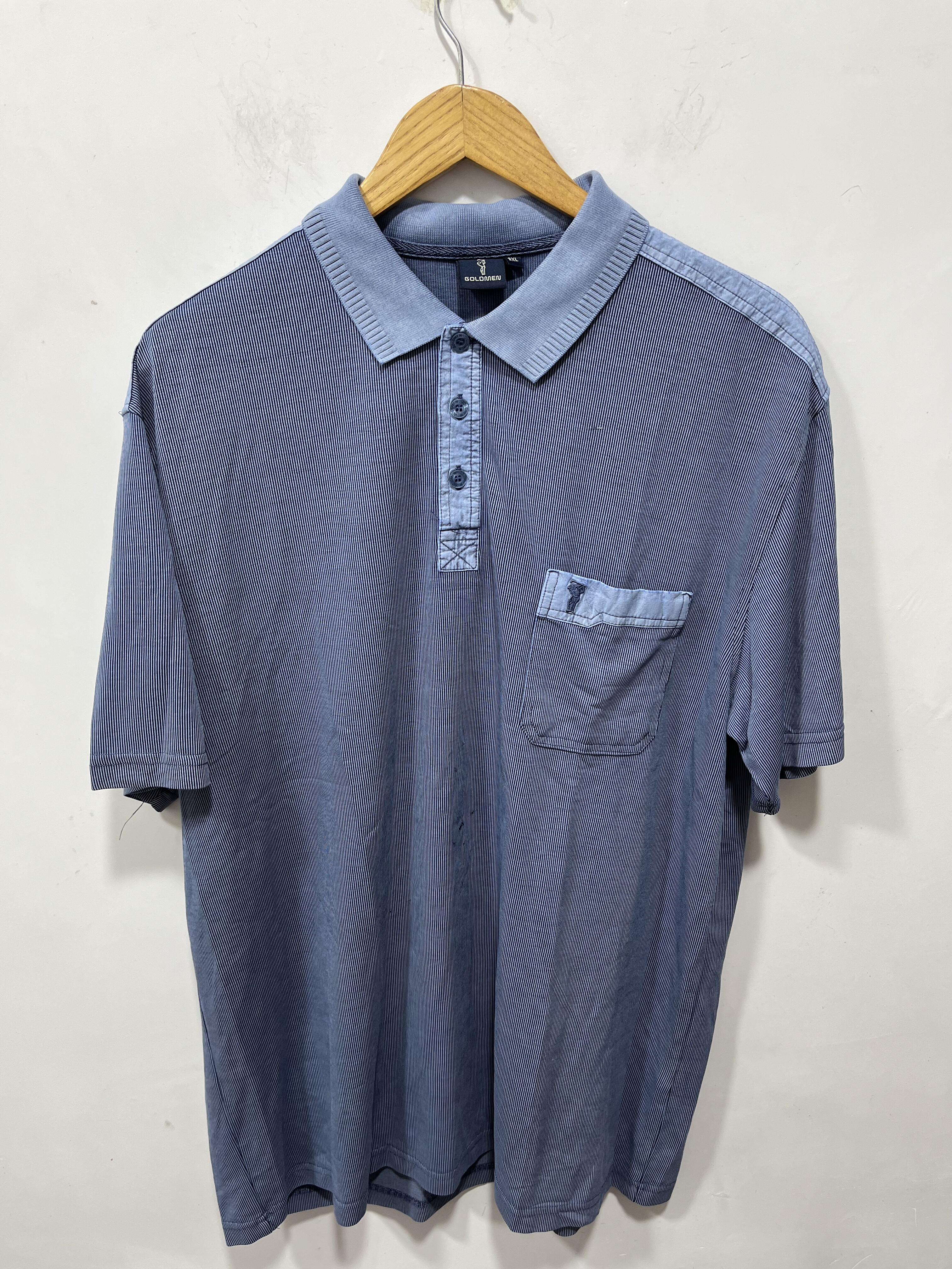 瑕疵亏本清货夏加肥加大码男装短袖T恤翻领商务休闲条纹水洗做旧