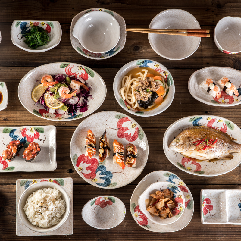 日式手绘陶瓷餐具饭碗面碗盘子菜盘鱼盘碟子杯子勺子家用餐具套装,餐饮具,碗,淘宝优惠券,粉丝福利购,淘宝优惠卷