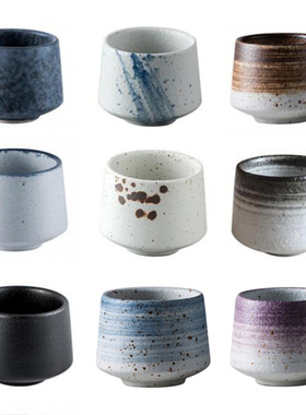 美光烧 创意陶瓷咖啡杯北欧风随手杯小茶杯 粗陶手彩缩口杯200ML