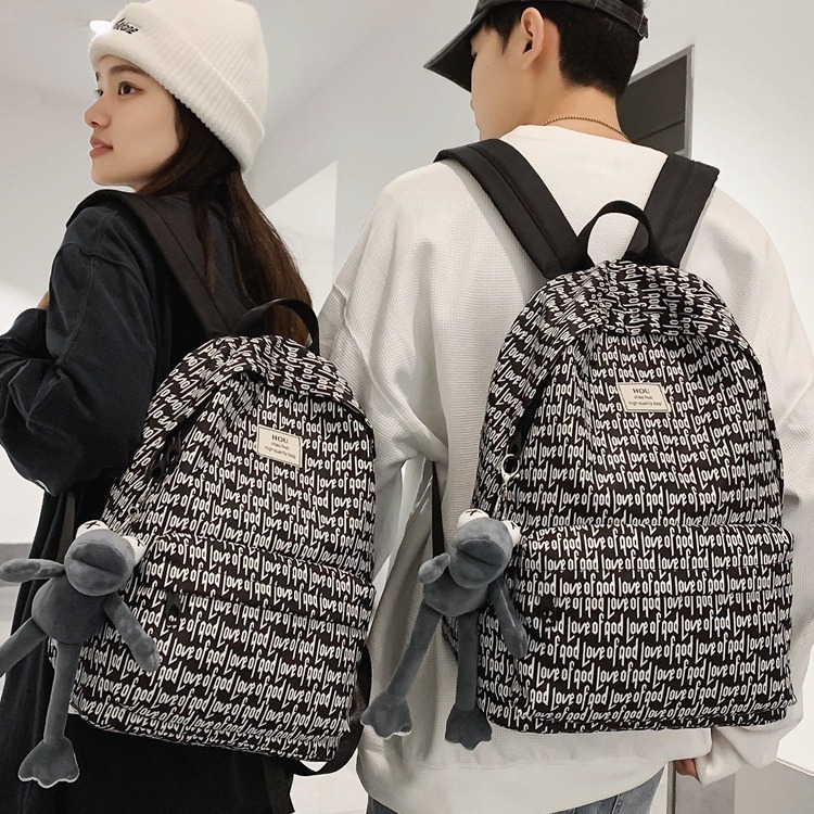 潮牌高街男女学生书包FOG满印双肩包个性撞色潮流电脑背包旅行包