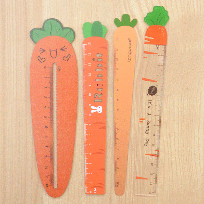 胡萝卜兔子仙人掌木头直尺可爱卡通尺子15cm刻度绘图学生创意文具