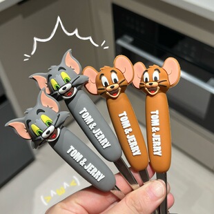 猫和老鼠勺子个人专用食品级不锈钢宝宝饭勺家用儿童辅食汤勺叉子