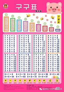 幼儿认知数字乘法表挂图 韩.朝鲜文文儿童数学启蒙教育益智玩具