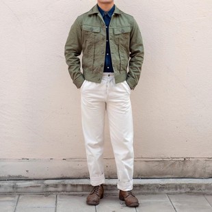 复刻风暴骑士高密HBT立裁倒三角型机车夹克美式复古阿美咔叽