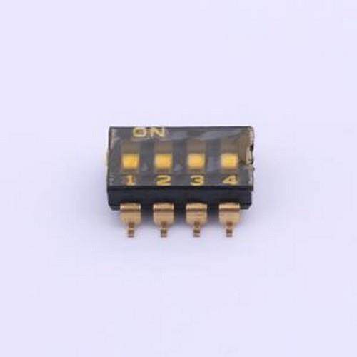 YDC04LS2 拨码开关 4位贴片低拨键贴膜,黑色2.54MM拨码开关 SMD-8