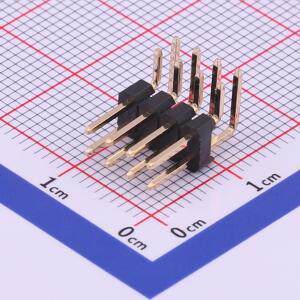 X6521WR-2x04H-C30D60 排针 间距:2.54mm 2x4P 弯插 方针 镀金足1