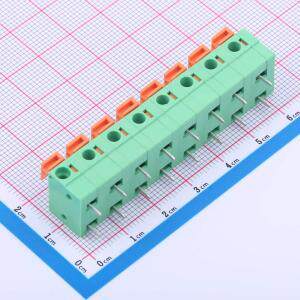 DB142R-7.62-8P-GN 弹簧式接线端子 7.62mm 1x8P 每排P数:8 排数: