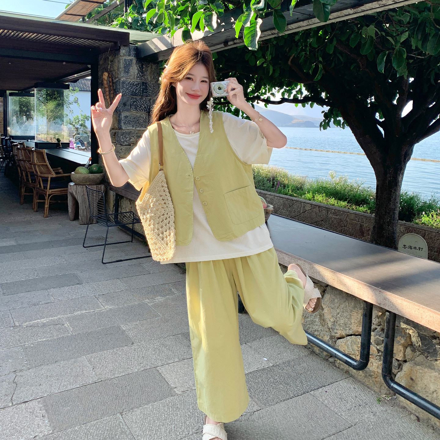 夏季女装马甲三件套宽松透气