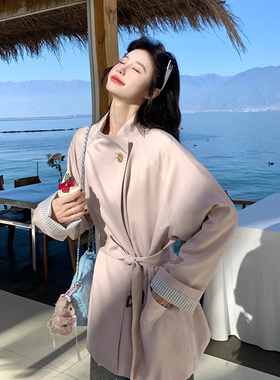 紫色温柔风系带收腰风衣外套女2026春季超好看气质减龄中长款大衣