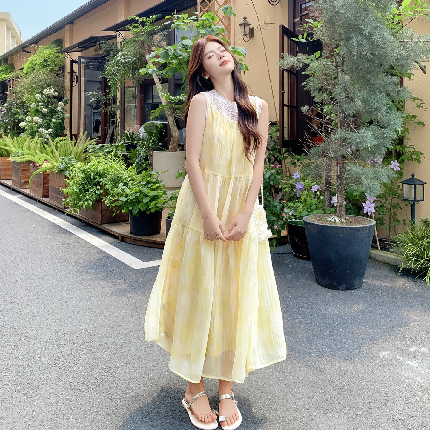 法式度假风无袖连衣裙女夏