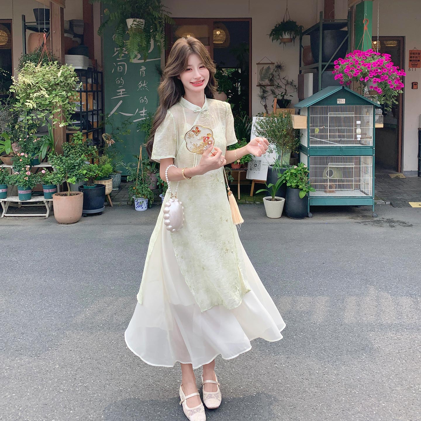特别漂亮文艺新中式罩衫连衣裙套装女2026夏新款气质吊带裙两件套
