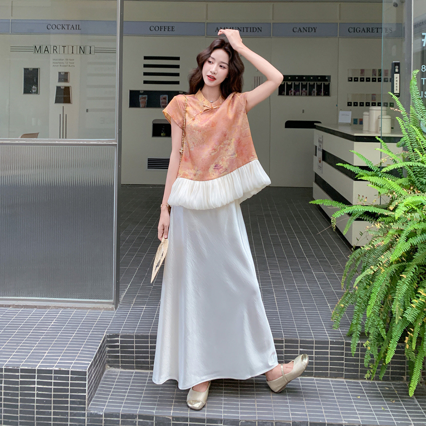 新中式晕染半身裙两件套夏季女