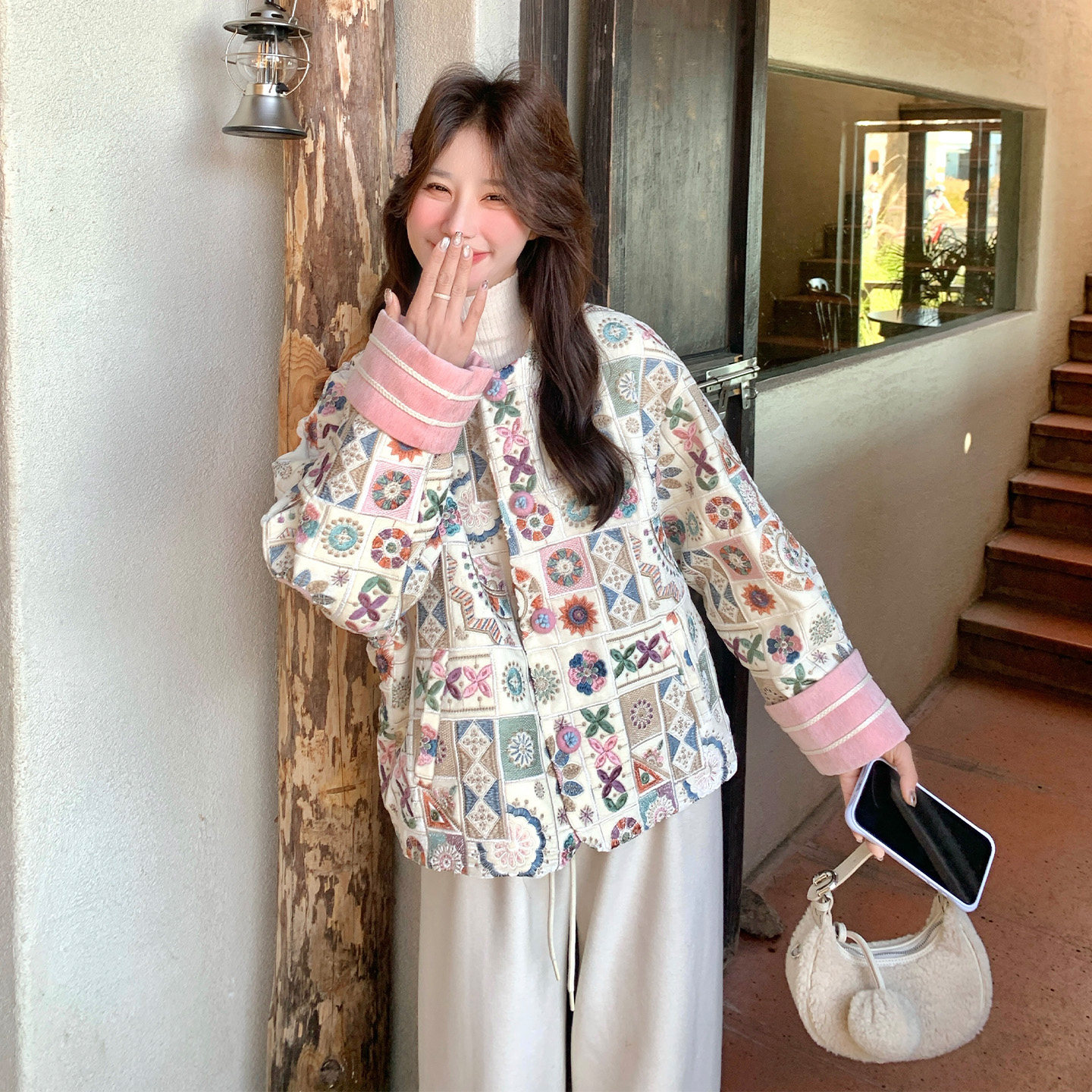 新中式重工刺绣印花短外套女