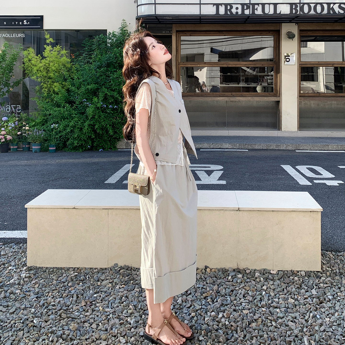 夏季轻熟风马甲半身裙女两件套