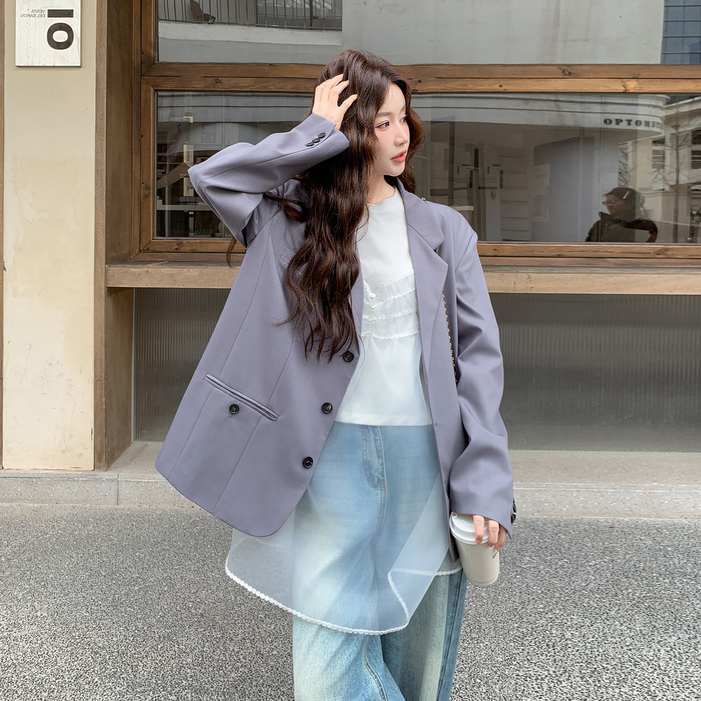 灰色高端大气上档次西装外套女2026春新款韩版休闲风时尚洋气西服