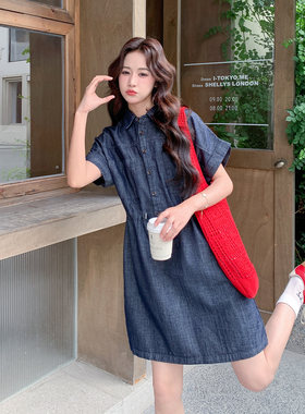 时髦牛仔风连衣裙女夏季韩系ins
