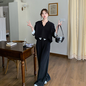 2.6轻熟风V领卫衣套装 288 两件套268 女春季 显瘦阔腿裤