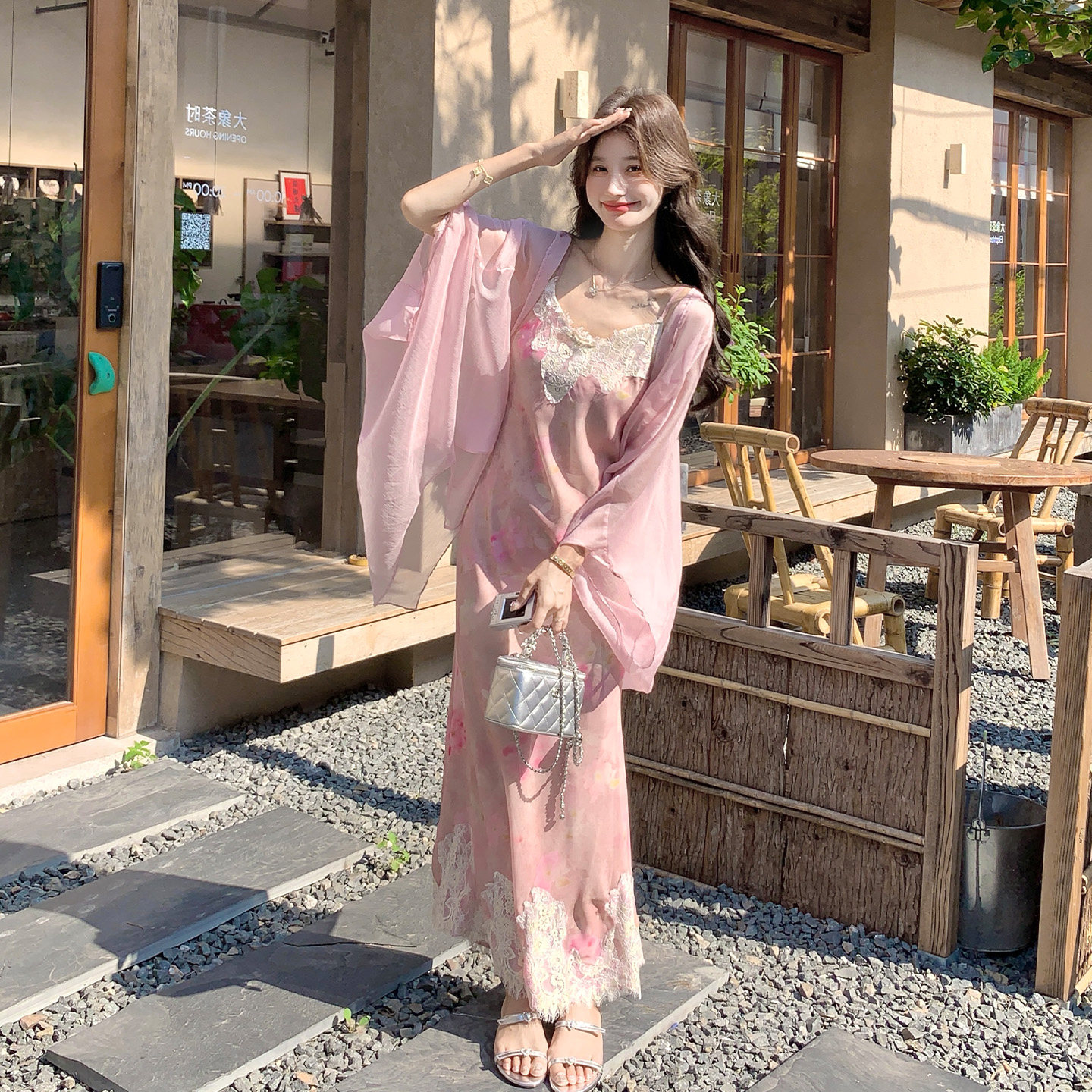 吊带连衣裙女两件套长袖