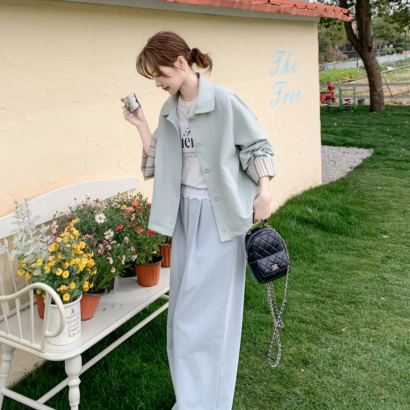 浅蓝色减龄高级感PU皮衣外套女2026春新款小个子穿搭韩版时尚上衣