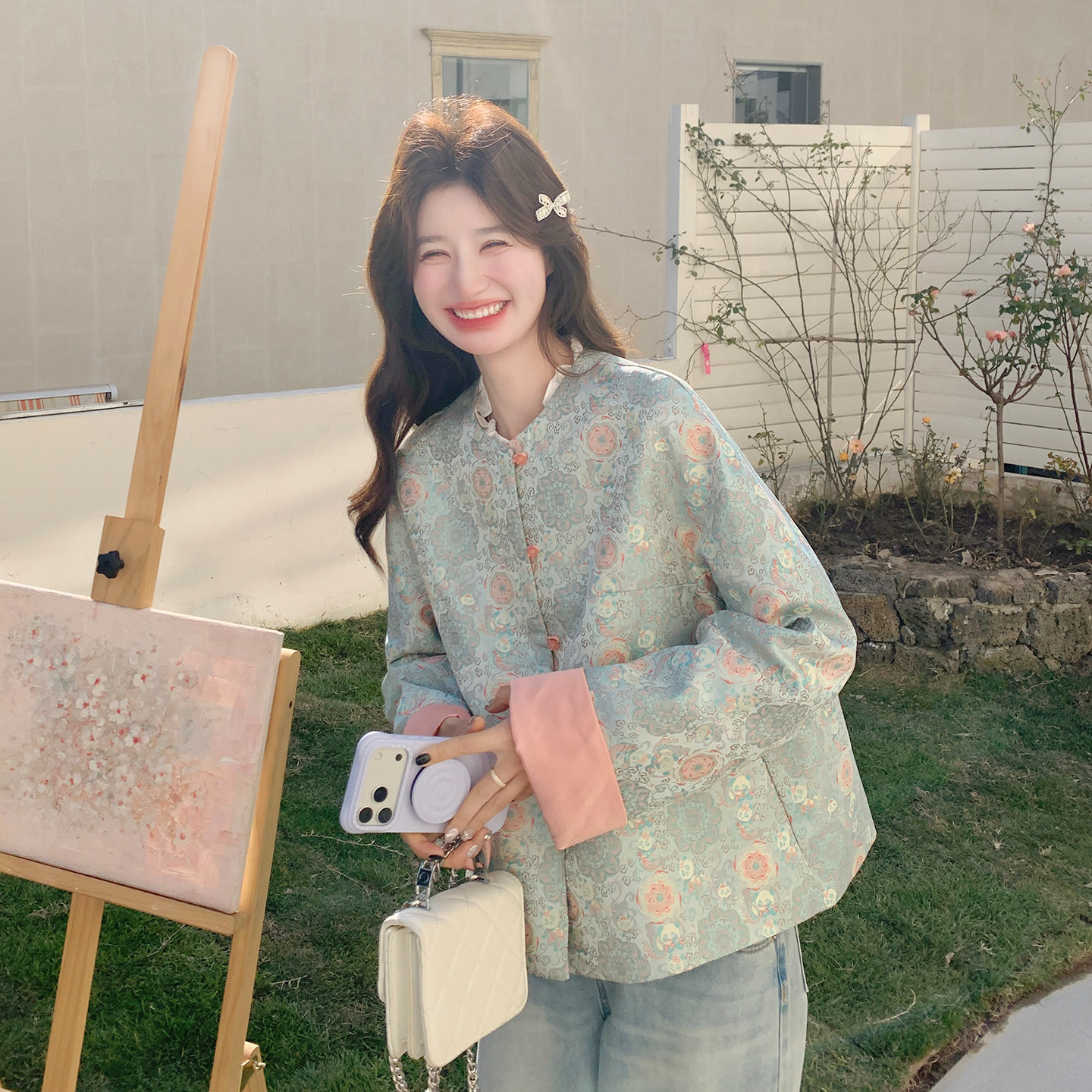 早春时尚爆款新中式国风提花外套女2026年新款百搭高级感圆领上衣