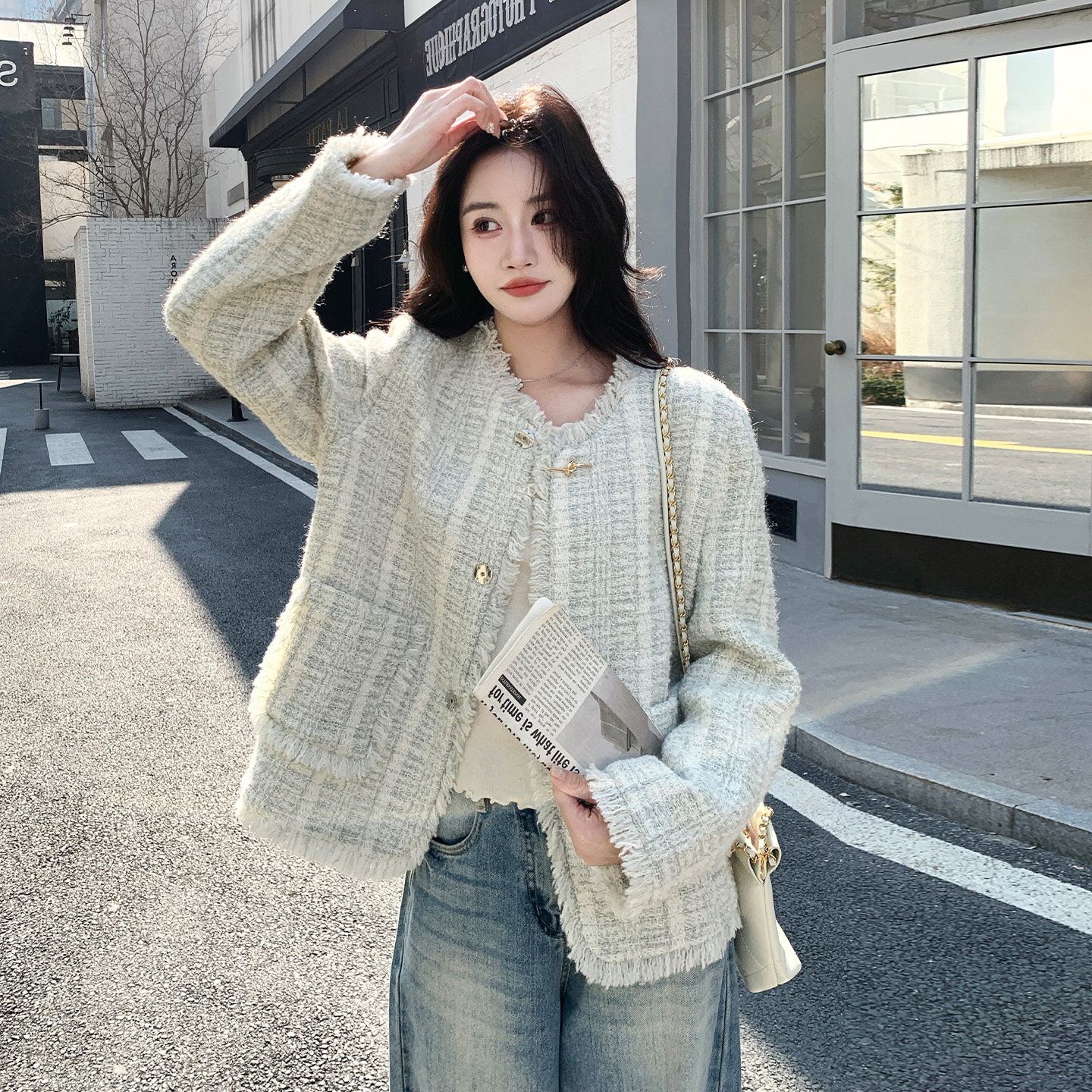 米白色法式轻奢高级感小香风外套女2026春天新款设计感流苏边上衣