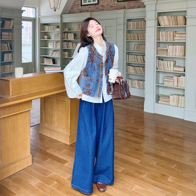 新中式国风复古刺绣马甲套装女春