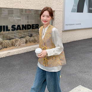 今年流行新中式提花马甲套装女国风高级感内搭两件套2026春季新款